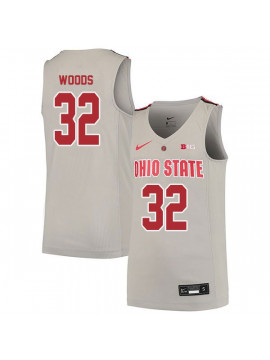 Men's #32 Keyshawn Woods Ohio State Buckeyes Elite Nike Gray Stitched College Basketball Jersey