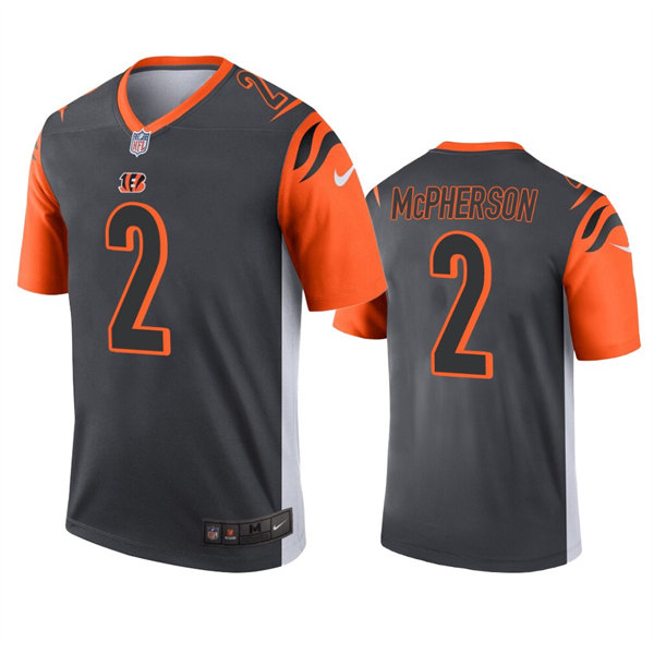 Men's Cincinnati Bengals #2 Evan McPherson Nike Anthracite Inverted Legend Jersey