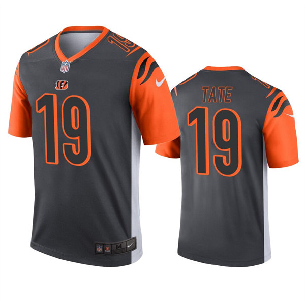 Men's Cincinnati Bengals #19 Auden Tate Nike Anthracite Inverted Legend Jersey