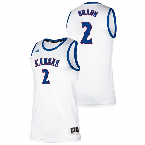 Men's Kansas Jayhawks #2 Christian Braun White Retro College Basketball Classic Jersey
