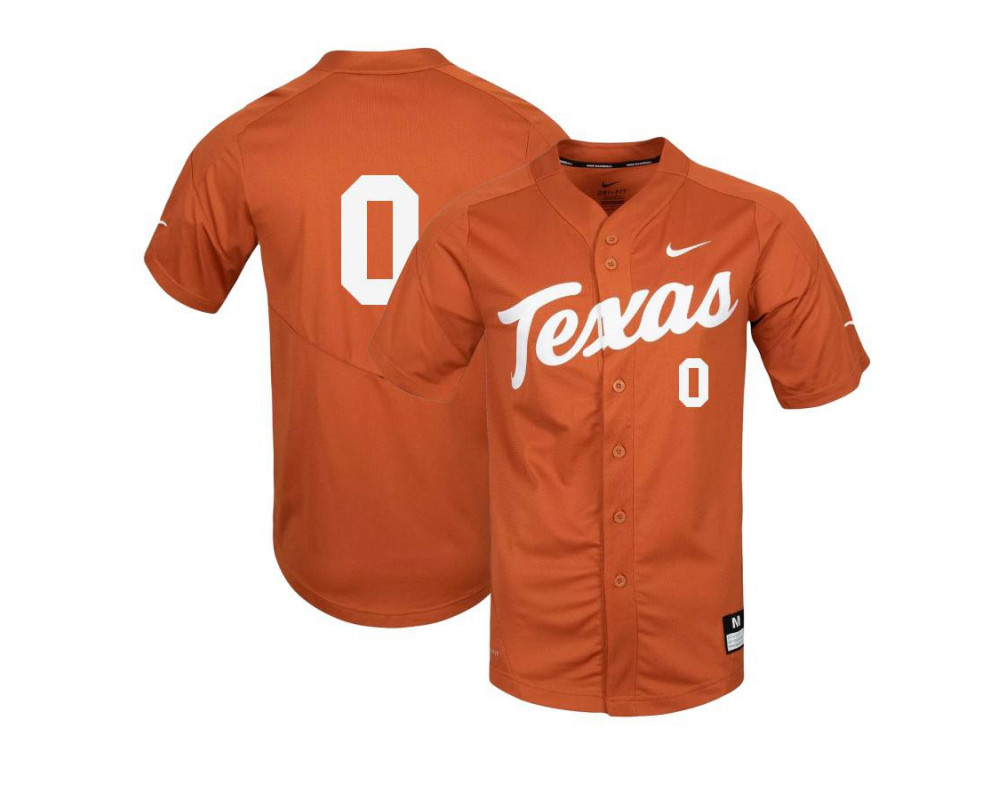 Men's Texas Longhorns #0 Trey Faltine Nike Orange College Baseball Game Jersey