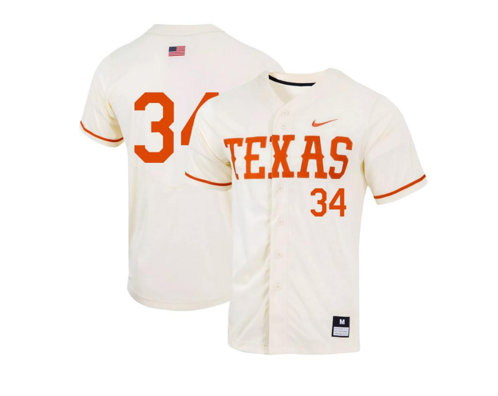 Men's Texas Longhorns #34 Cole Quintanilla Nike Natural College Baseball Game Jersey
