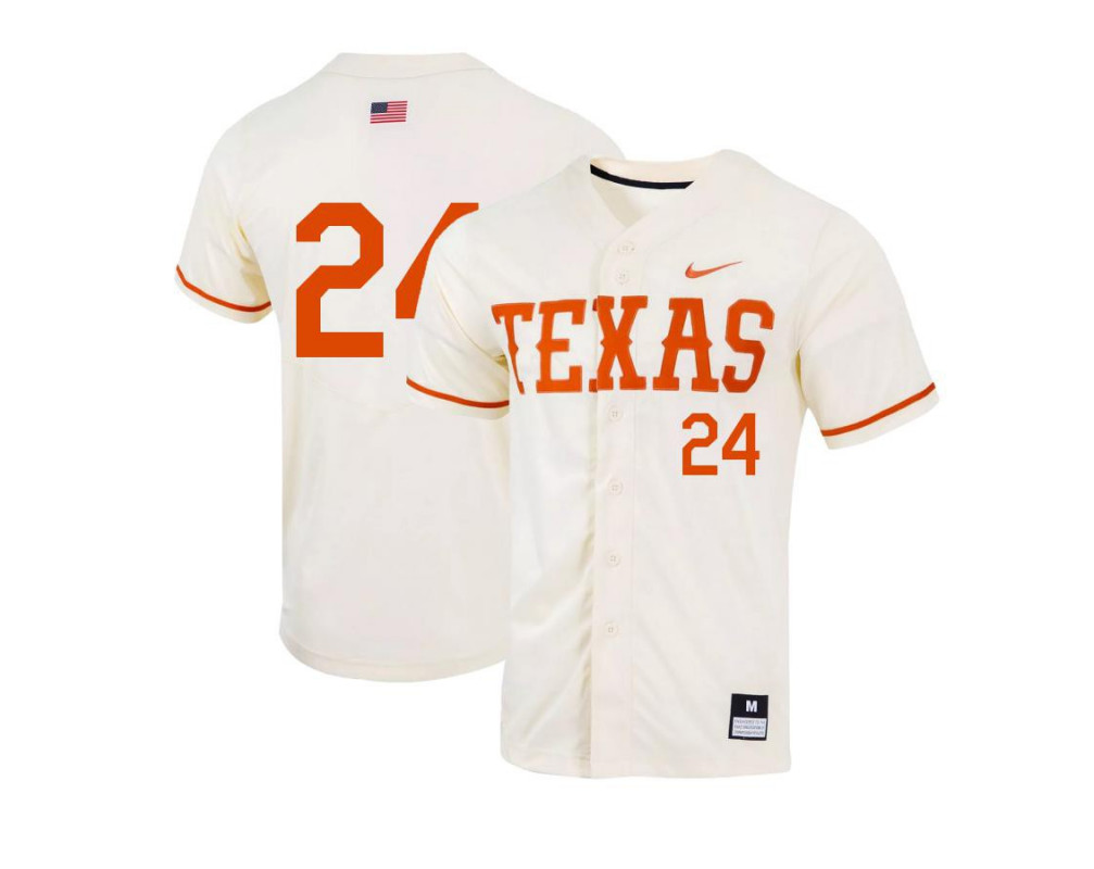 Men's Texas Longhorns #24 Chase Roberts Nike Natural College Baseball Game Jersey
