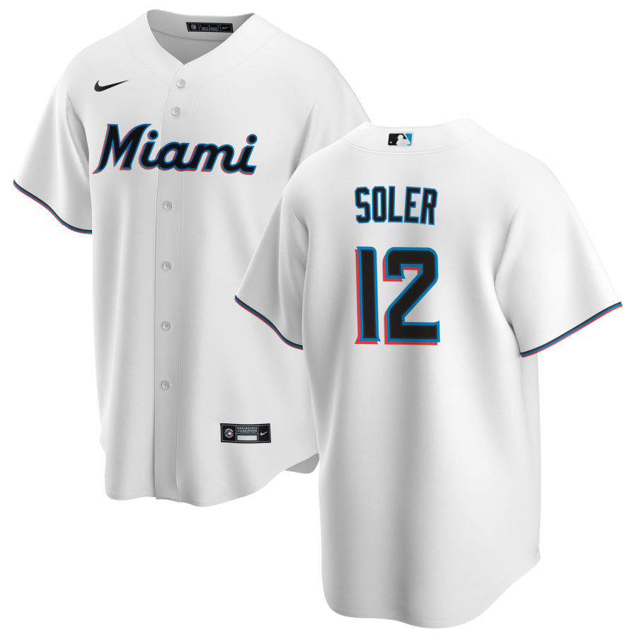 Mens Miami Marlins #12 Jorge Soler Nike White Home FlexBase Player Jersey