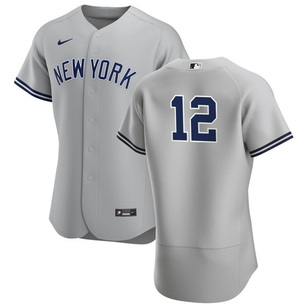 Mens New York Yankees #12 Trent Grisham Nike Grey Road FlexBase Game Jersey