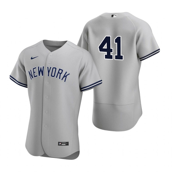 Mens New York Yankees #41 Miguel Andujar Nike Grey Road FlexBase Game Jersey