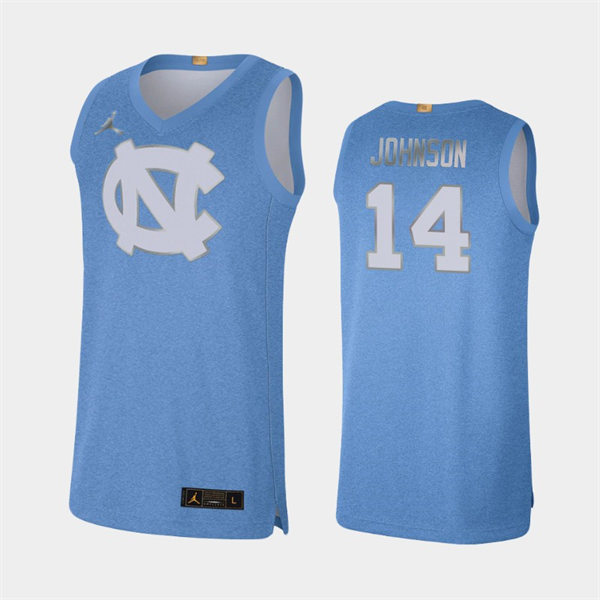 Mens North Carolina Tar Heels #14 Puff Johnson Blue Rivalry Limited 100th Anniversary Jersey