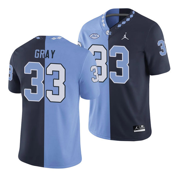 Mens North Carolina Tar Heels #33 Cedric Gray Blue Navy Split Edition College Football Jersey 