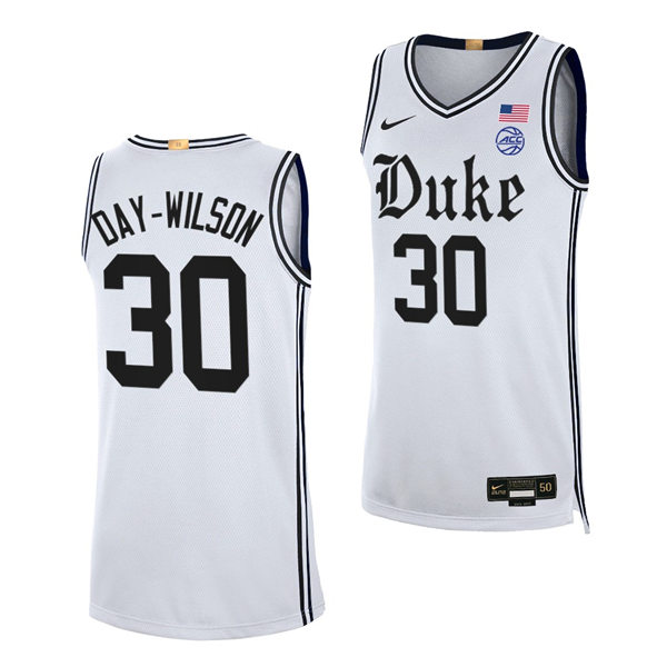 Mens Duke Blue Devils #30 Shayeann Day-Wilson White Brotherhood uniform Jersey