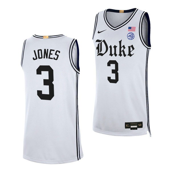 Mens Youth Duke Blue Devils #3 Jeremy Roach White Brotherhood uniform Jersey
