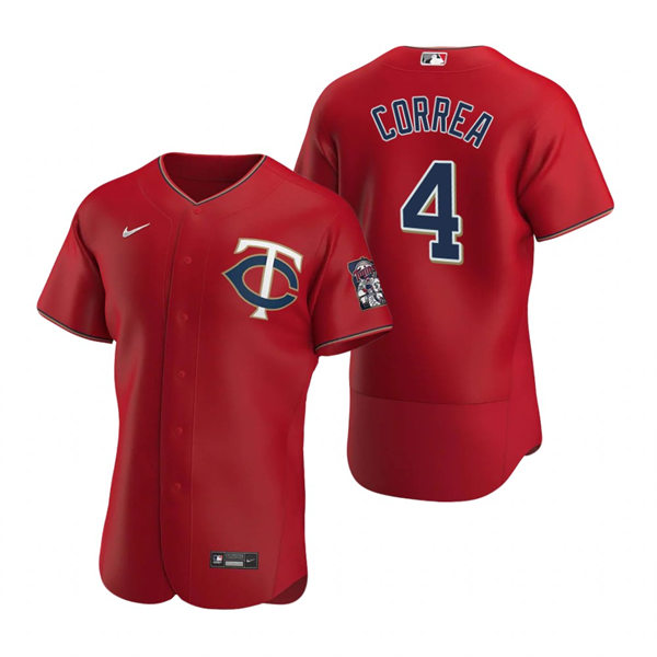 Mens Minnesota Twins #4 Carlos Correa Nike Red Alternate Flex Base Jersey