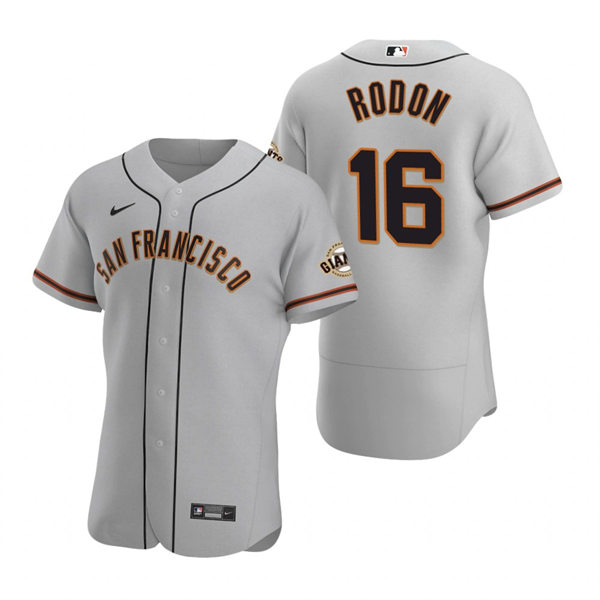 Mens San Francisco Giants #16 Carlos Rodon Nike Grey Road Flexbase Player Jersey