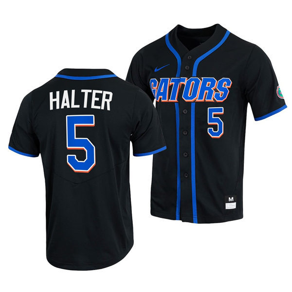 Mens Youth Florida Gators #5 Colby Halter Nike 2022 Black With Name Florida College Baseball Jersey