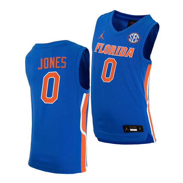 Mens Youth Florida Gators #0 Myreon Jones 2020 Royal College Basketball Jersey