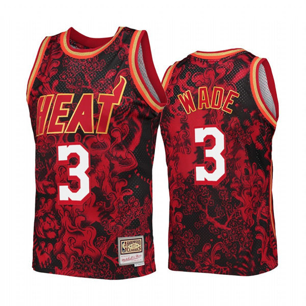 Mens Youth Miami Heat #3 Dwyane Wade Mitchell & Ness Hardwood Classics 1996-97 Lunar New Year Jersey Red