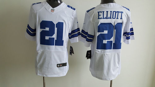Men's #21 Ezekiel Elliott Dallas Cowboys White Road NFL Stitched Nike Elite Jersey