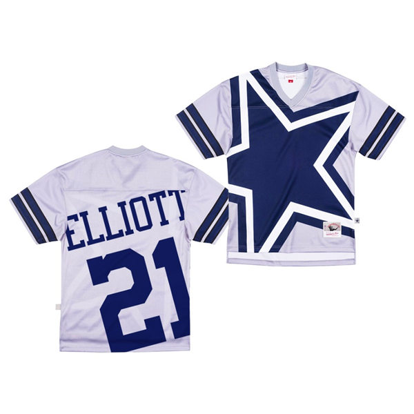 Men's #21 Ezekiel Elliott Dallas Cowboys Stitched Nike Gray Big Face Football Jersey