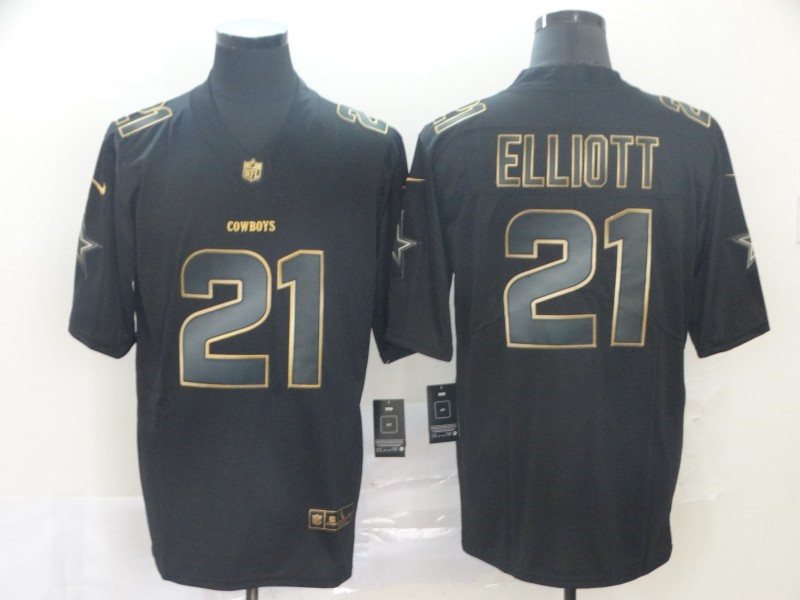Men's #21 Ezekiel Elliott Dallas Cowboys Stitched NFL Vapor Limited Black Golden Jersey