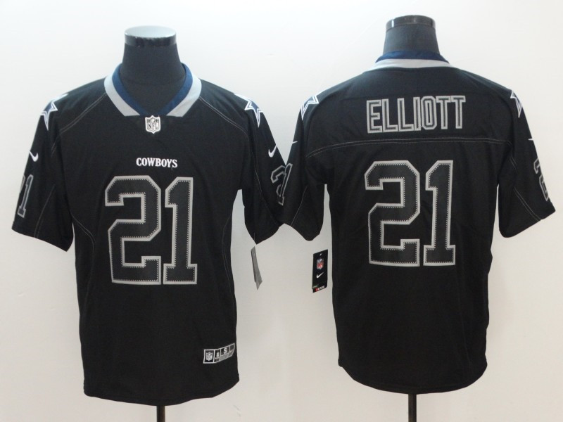 Men's #21 Ezekiel Elliott Dallas Cowboys Stitched Nike Lights Out Black Limited Jersey