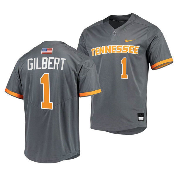 Tennessee Volunteers #1 Drew Gilbert  2022 Diamond Nike Charcoal With Name two-Button Pullover Baseball  Limited Jersey