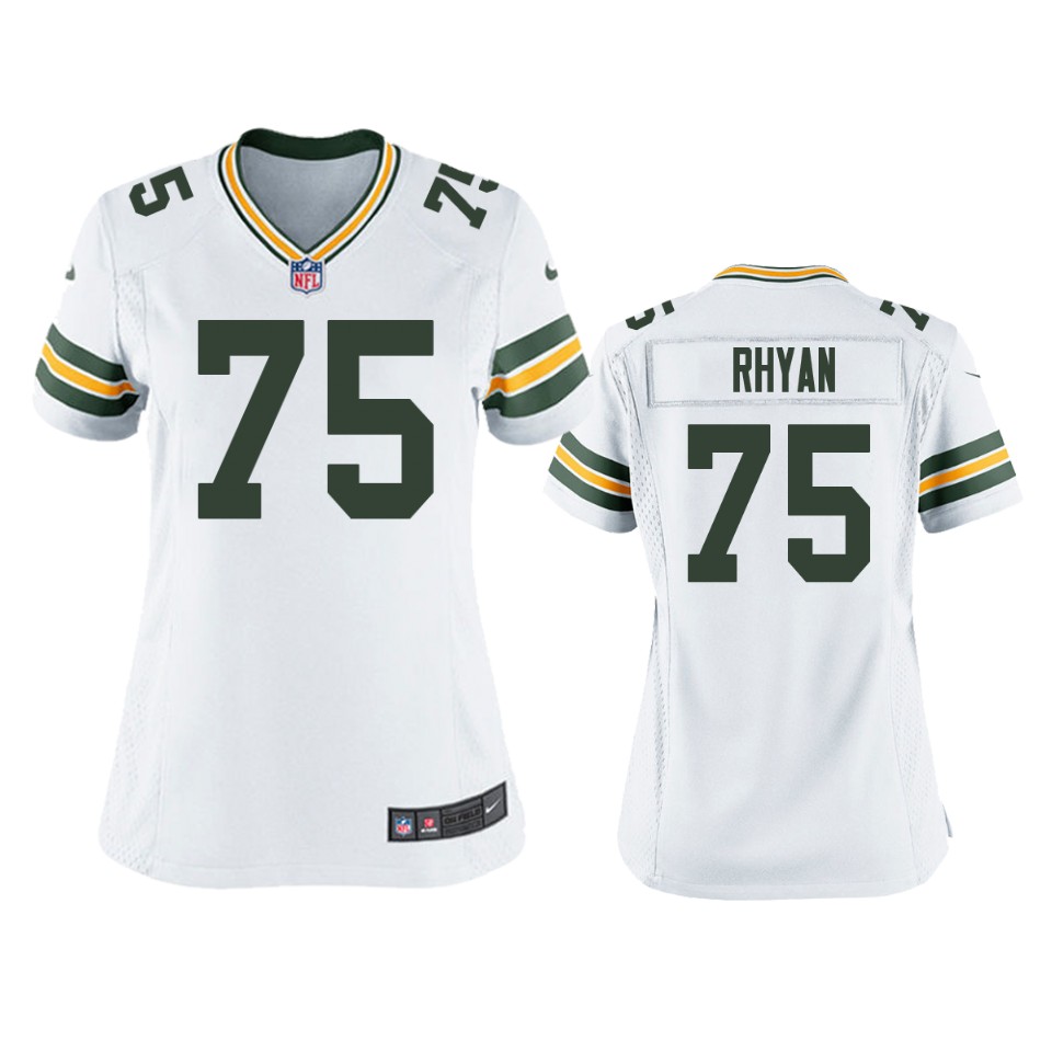 Womens Green Bay Packers #75 Sean Rhyan White Vapor Limited Jersey