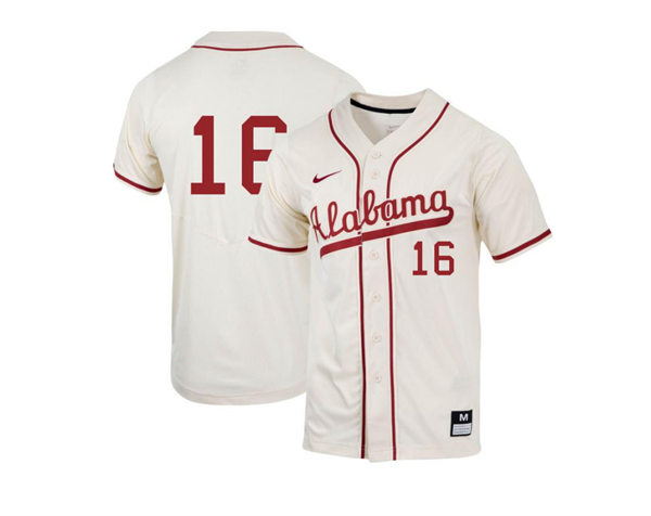 Mens Youth Alabama Crimson Tide #16 Owen Diodati Natural College Baseball Game Jersey