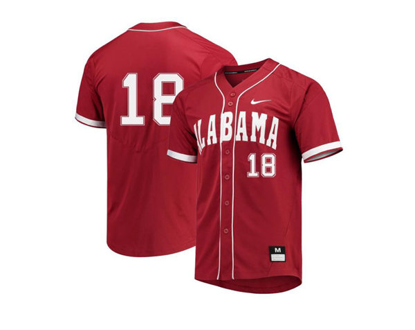 Mens Youth Alabama Crimson Tide #18 Drew Williamson Full Button Crimson College Baseball Game Jersey