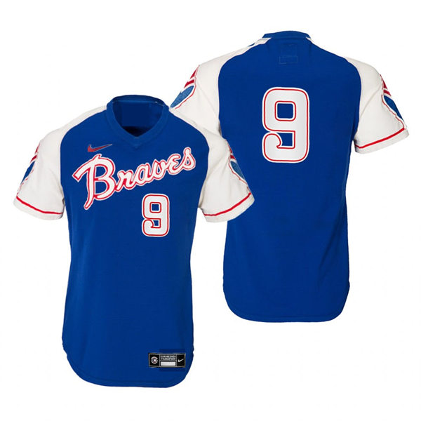 Mens Atlanta Braves #9 Manny Pina Nike Royal Pullover Cooperstown Retro Jersey