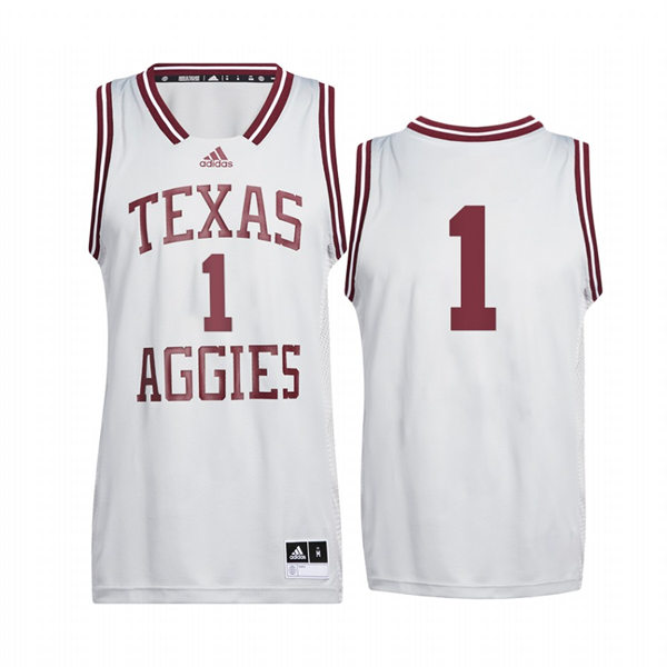 Mens Youth Texas A&M Aggies #1 Marcus Williams Gray Adidas 2022 Reverse Retro College Basketball Jersey