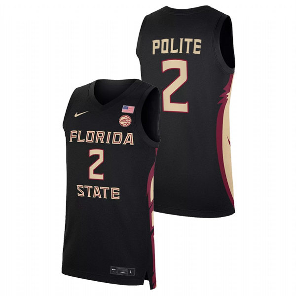 Mens Youth Florida State Seminoles #2 Anthony Polite Black College Basketball Jersey