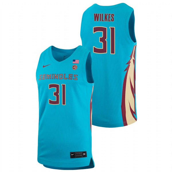 Mens Youth Florida State Seminoles #31 Wyatt Wilkes 2021 Blue Basketball Alternate Jersey
