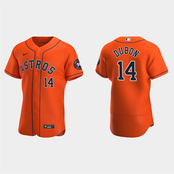 Mens Houston Astros #14 Mauricio Dubon  Orange Alternate Flexbase Jersey