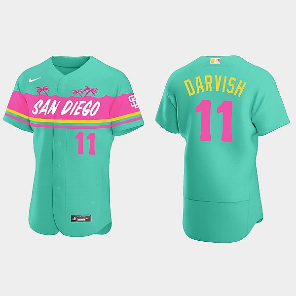 Mens San Diego Padres #11 Yu Darvish Teal City Connect Replic Jersey