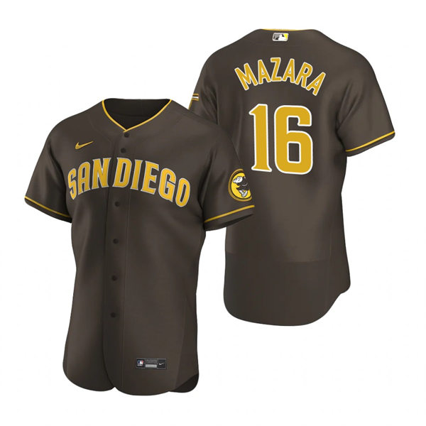 Mens San Diego Padres #16 Nomar Mazara Brown Road Player FlexBase Jersey