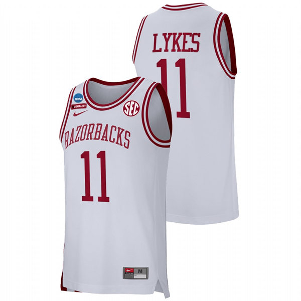 Mens Youth Arkansas Razorbacks #11 Chris Lykes White College Basketball Retro Edition Jersey