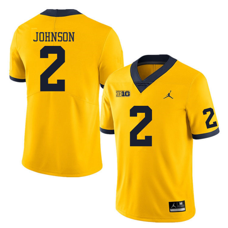 Youth Michigan Wolverines #2 Will Johnson Maize College Football Game Jersey