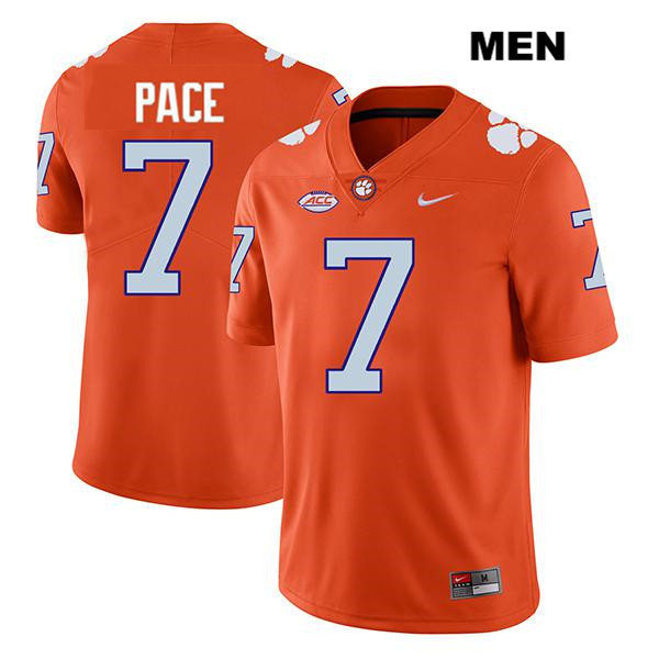 Mens Clemson Tigers #7 Kobe Pace Orange College Football Game Jersey