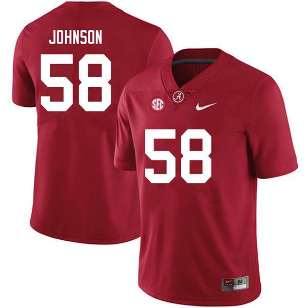 Men's Youth Alabama Crimson Tide #58 Christian Johnson Crimson College Football Game Jersey
