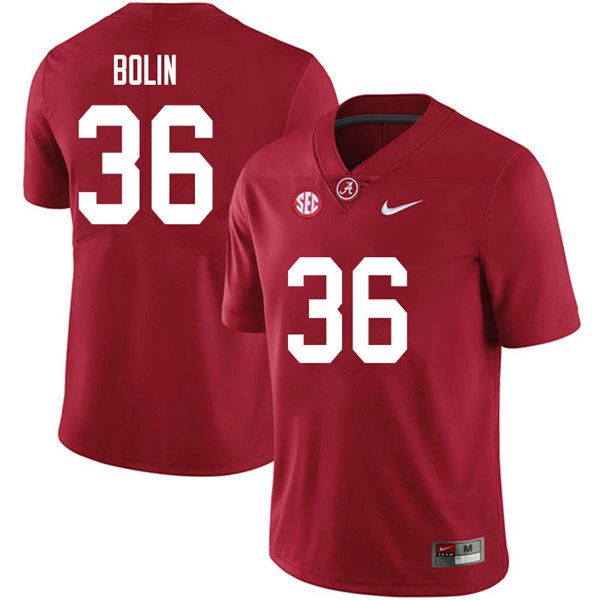 Men's Youth Alabama Crimson Tide #36 Bret Bolin Crimson College Football Game Jersey