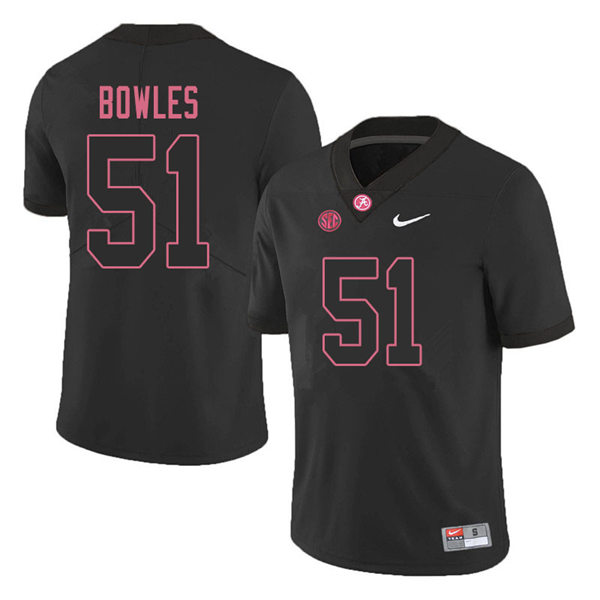 Men's Youth Alabama Crimson Tide #51 Tanner Bowles Blackout College Football Jersey