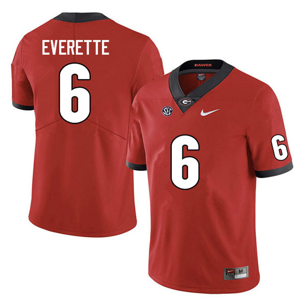 Mens Georgia Bulldogs #6 Daylen Everette Red Home College Football Game Jersey
