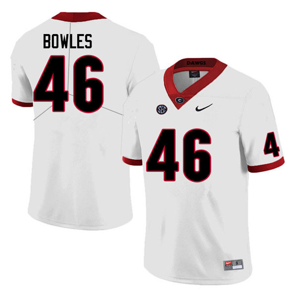 Mens Georgia Bulldogs #46 Payton Bowles College Football Game Jersey White