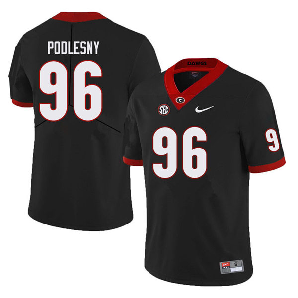 Mens Georgia Bulldogs #96 Jack Podlesny Black College Football Game Jersey