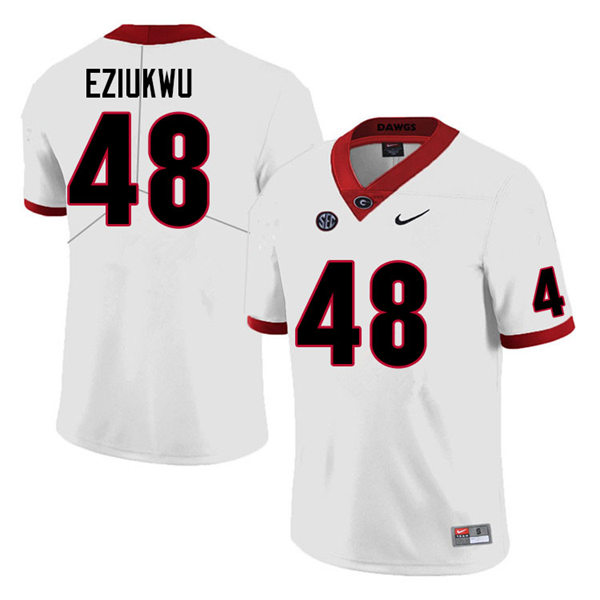 Mens Georgia Bulldogs #48 Austine Eziukwu College Football Game Jersey White
