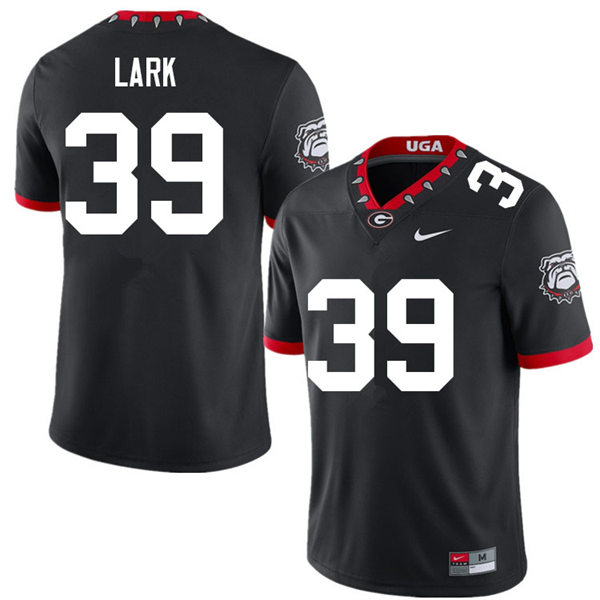 Mens Georgia Bulldogs #39 Collin Lark Black Alternate Mascot 100th Anniversary College Football Game Jersey