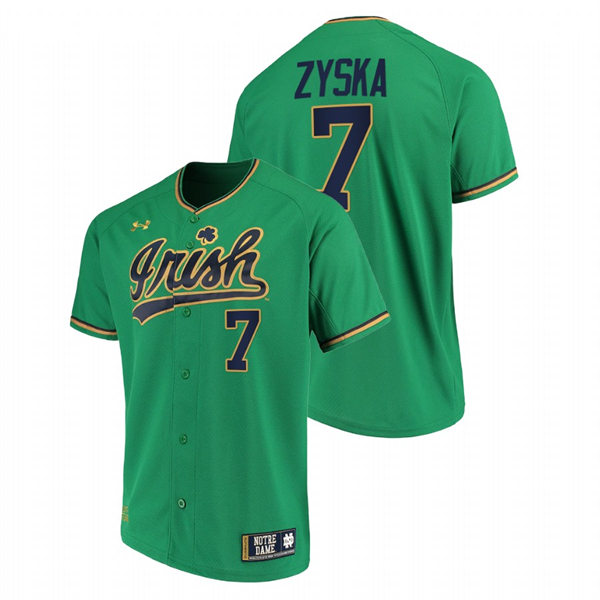 Mens Youth Notre Dame Fighting Irish #7 Jack Zyska Green Limited College Baseball Jersey