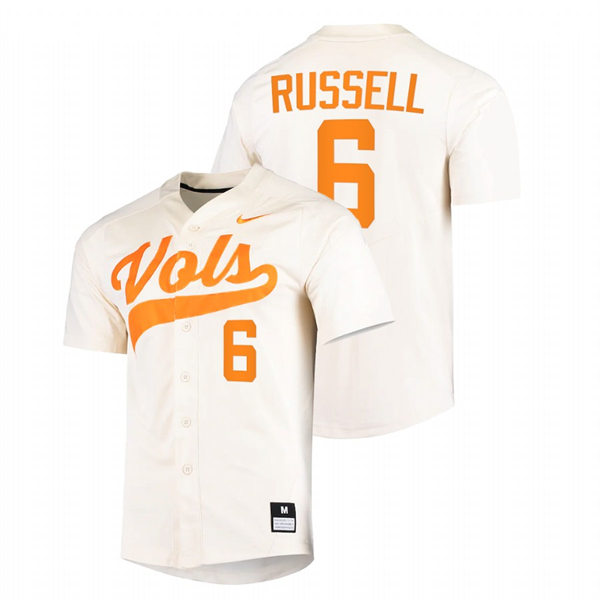 Tennessee Volunteers #6 Evan Russell Nike Cream With Name College Baseball Limited Jersey