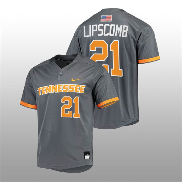 Tennessee Volunteers #21 Trey Lipscomb 2022 Diamond Nike Charcoal With Name two-Button Pullover Baseball Limited Jersey