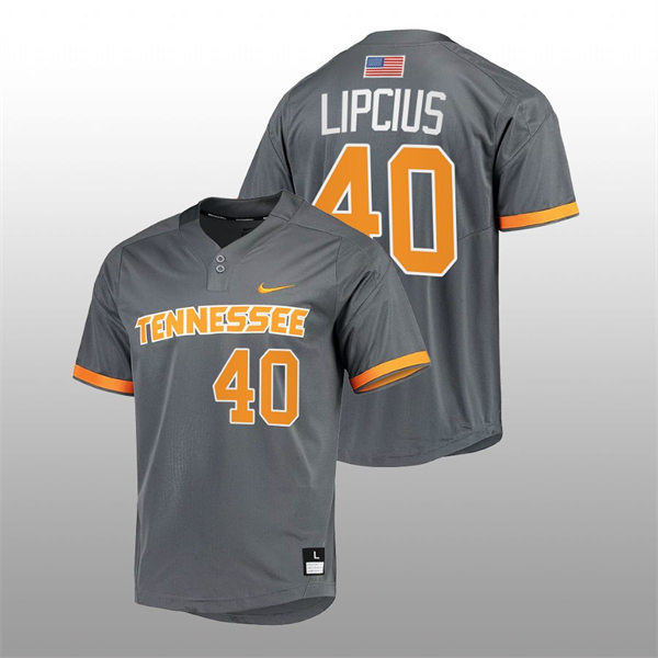 Tennessee Volunteers #40 Luc Lipcius 2022 Diamond Nike Charcoal With Name two-Button Pullover Baseball Limited Jersey