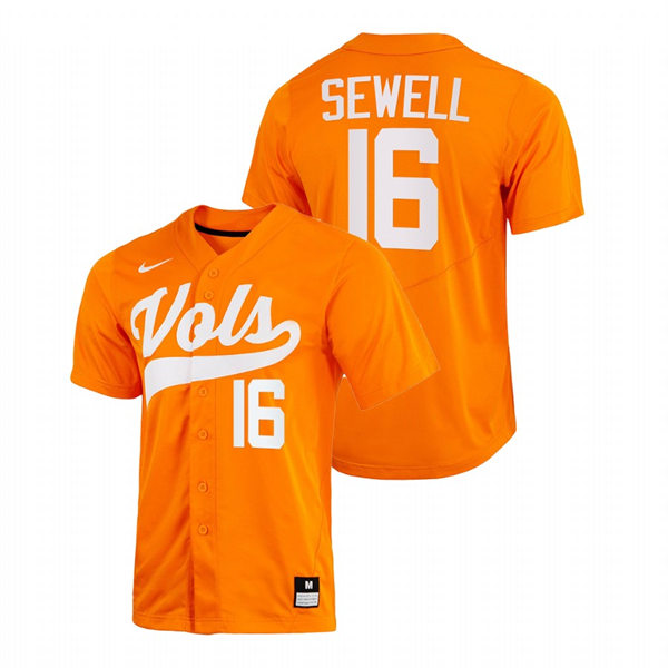 Tennessee Volunteers #16 Camden Sewell 2022 Diamond Nike Orange With Name College Baseball Limited Jersey